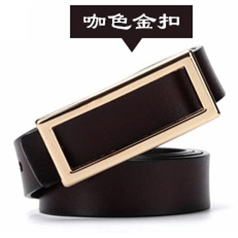 Factory direct sales belt women's leather smooth buckle pure cowhide Korean fashion all-match casual belt night market stall 