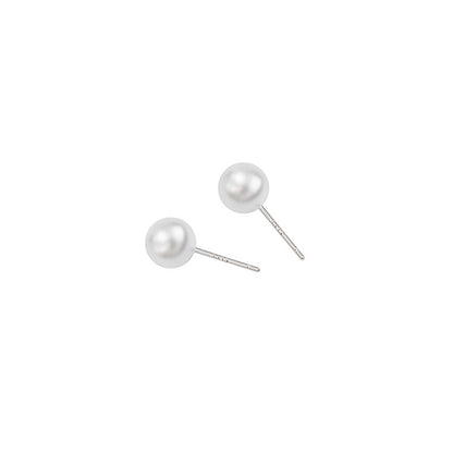 925 Silver Needle Korean Style Simple Pearl Earrings Versatile Hypoallergenic Round Pearl Earrings Wholesale