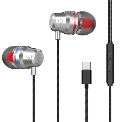 Type-c headphones are suitable for LeTV 2 Xiaomi 8 Xiaomi 6 headphones metal headphones heavy bass in-ear 