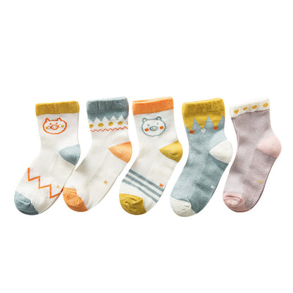 2023 spring and summer mesh thin cotton children's socks mid-calf cartoon socks boys and girls socks baby baby socks 