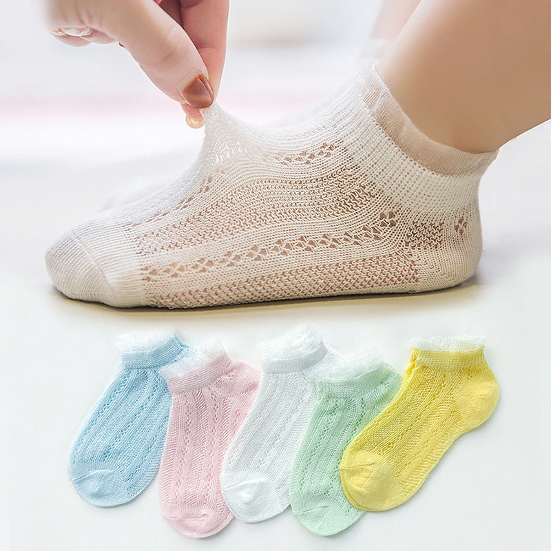 Children's Socks Spring and Summer Class A Cotton Medium Tube Ice Silk Mesh Boat Socks for Boys and Girls Limited Time Special Clearance 