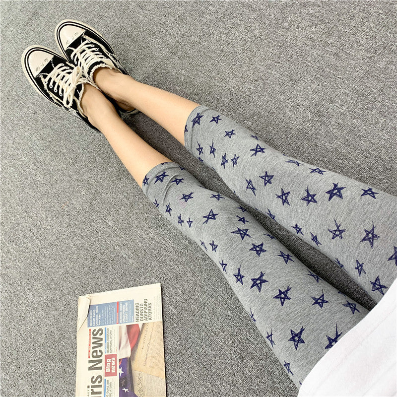 2022 spring and summer new products modal seven-point leggings women's pattern printing elastic outerwear tight leggings women