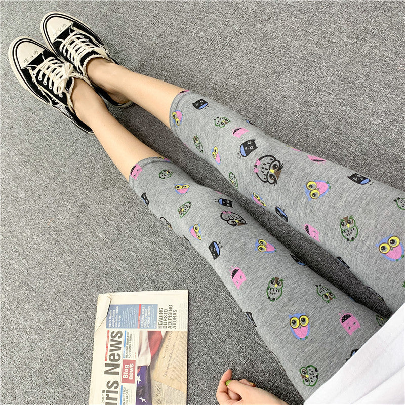 2022 spring and summer new products modal seven-point leggings women's pattern printing elastic outerwear tight leggings women