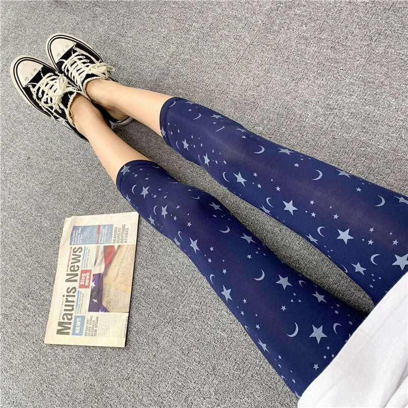 2022 spring and summer new products modal seven-point leggings women's pattern printing elastic outerwear tight leggings women