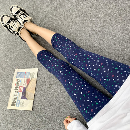 2022 spring and summer new products modal seven-point leggings women's pattern printing elastic outerwear tight leggings women