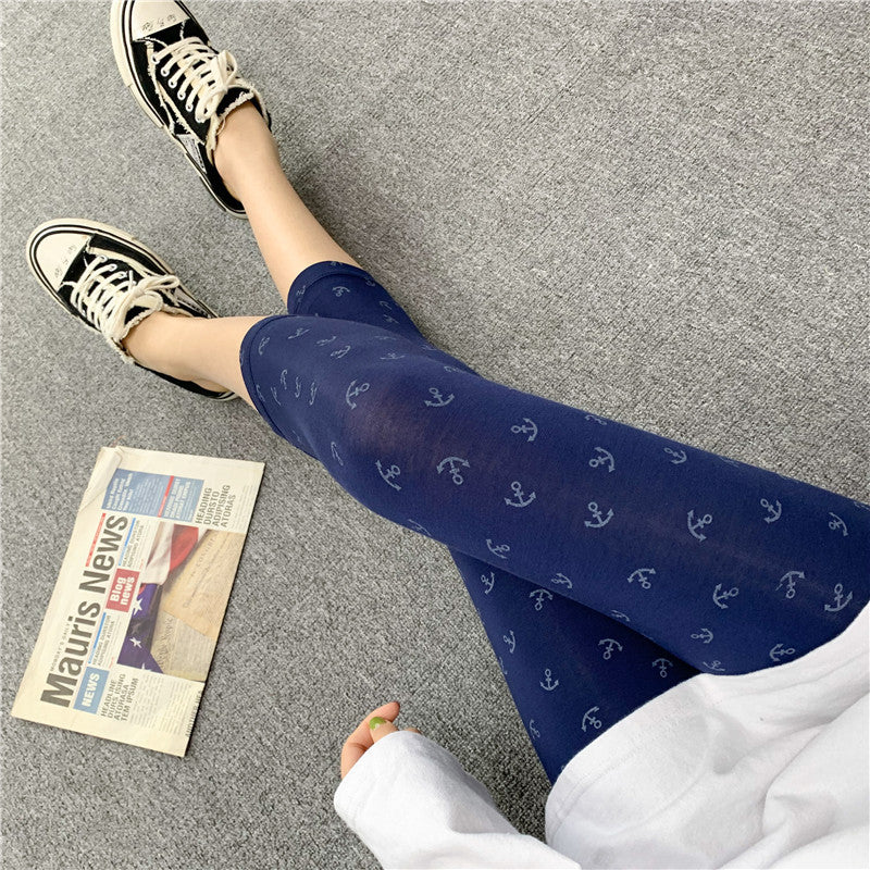 2022 spring and summer new products modal seven-point leggings women's pattern printing elastic outerwear tight leggings women