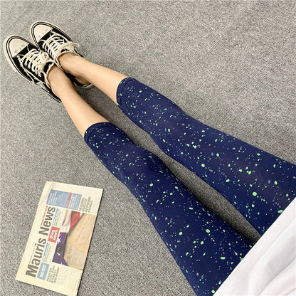 2022 spring and summer new products modal seven-point leggings women's pattern printing elastic outerwear tight leggings women