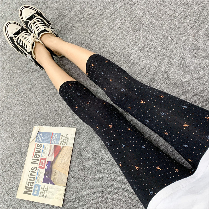 2022 spring and summer new products modal seven-point leggings women's pattern printing elastic outerwear tight leggings women