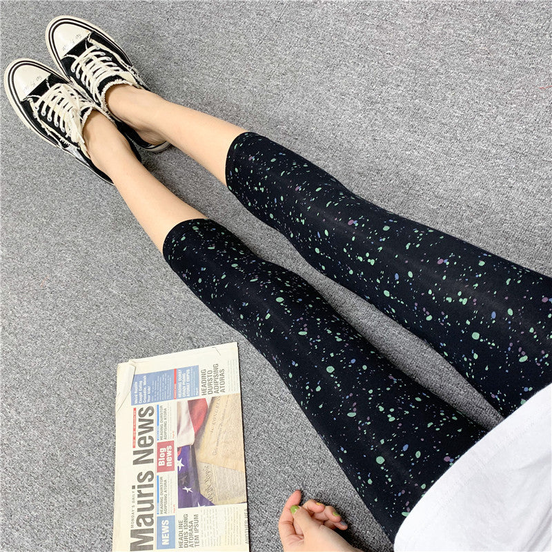 2022 spring and summer new products modal seven-point leggings women's pattern printing elastic outerwear tight leggings women