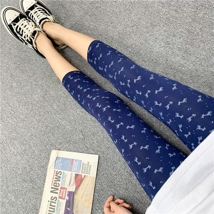 2022 spring and summer new products modal seven-point leggings women's pattern printing elastic outerwear tight leggings women