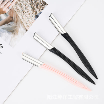 Black resin handle eyebrow razor stainless steel blade eyebrow razor mesh protective eyebrow razor eyebrow beauty tool 