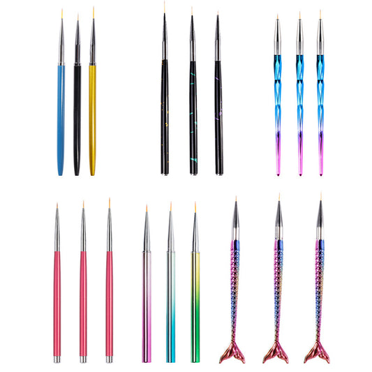 3 Gradient Gold Fishtail Drawing Pens Nail Art Drawing Drawing Pens Drawing Pens Small Brush Painting Pen Set