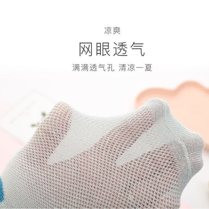 2023 Manufacturer children's socks spring and summer cotton baby socks mesh thin breathable ice silk men and women candy color 