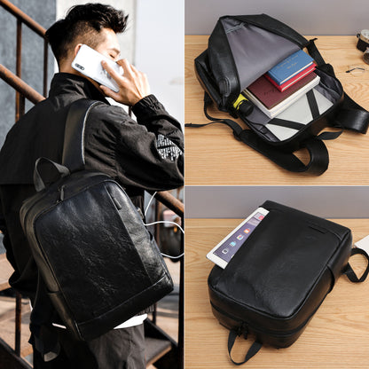 Feisha Backpack Men's Bag Fashion Sports Youth School Bag Simple Pu Leather Computer Men's Backpack One Piece Dropshipping 