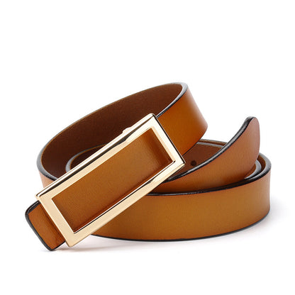 Factory direct sales belt women's leather smooth buckle pure cowhide Korean fashion all-match casual belt night market stall 