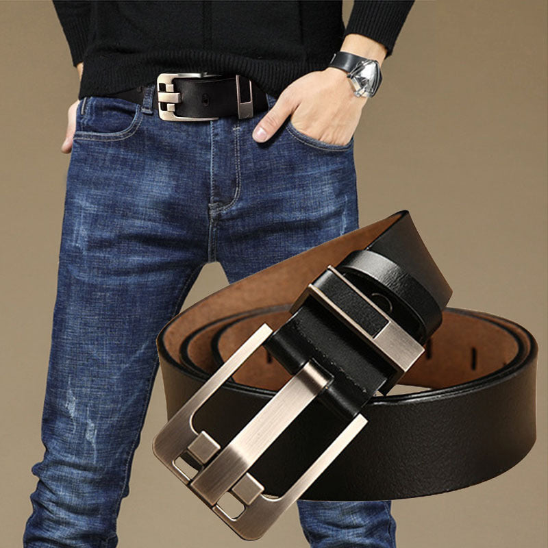 Men's leather pin buckle authentic cowhide trend Korean version of the belt for young men casual jeans belt 