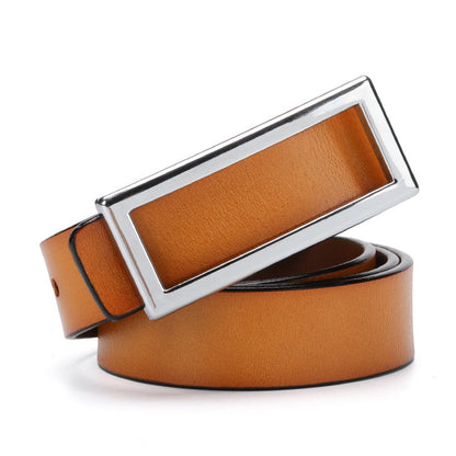 Factory direct sales belt women's leather smooth buckle pure cowhide Korean fashion all-match casual belt night market stall 