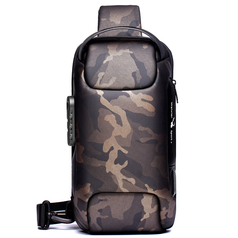 Chest Bag Men's Canvas Casual Messenger Bag Shoulder Bag Men's Chest Bag USB Charging Sports Water Drop Bag Men