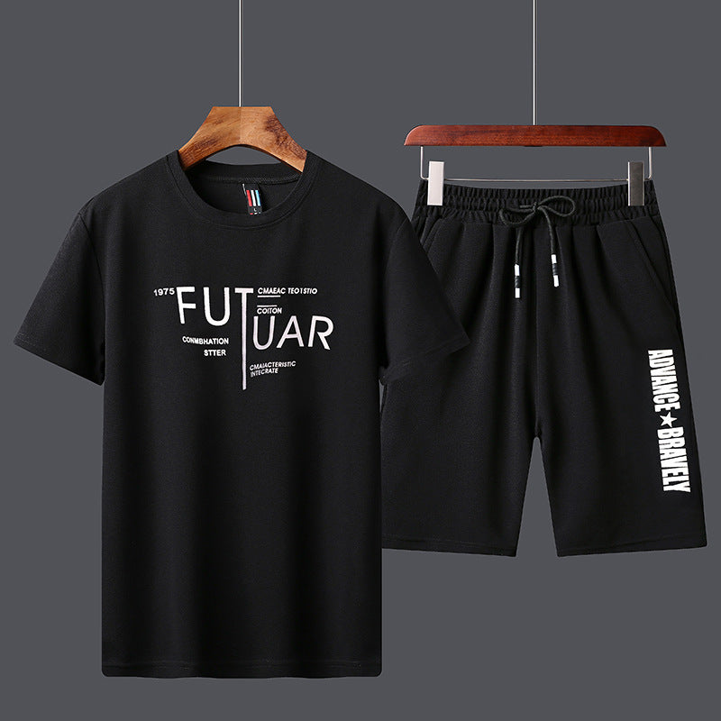 Men's sports suit spring and summer 2023 new trend loose short-sleeved two-piece running casual sportswear for men 