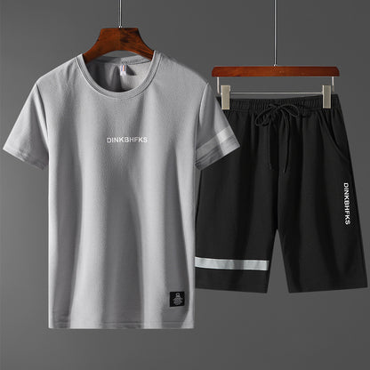 Men's sports suit spring and summer 2023 new trend loose short-sleeved two-piece running casual sportswear for men 