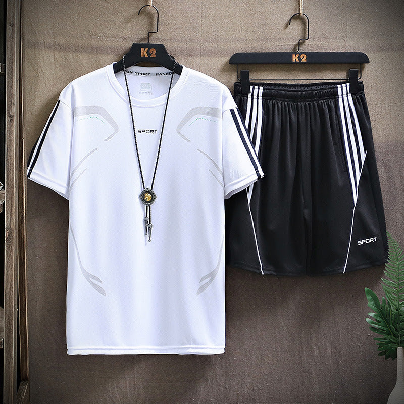 2023 Summer Men's Casual Suit Short Sleeve Plus Size Men's Sports Shorts Slim Fit Couple Fitness Clothes Men's Clothing 