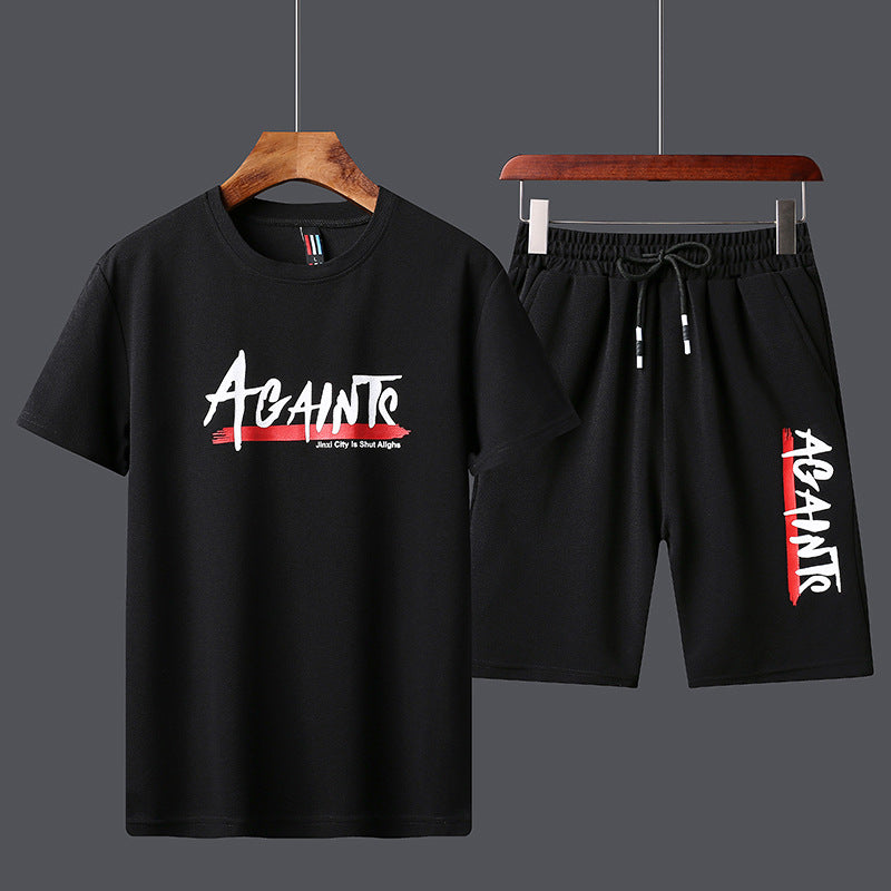 Men's sports suit spring and summer 2023 new trend loose short-sleeved two-piece running casual sportswear for men 