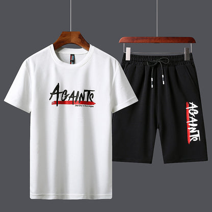 Men's sports suit spring and summer 2023 new trend loose short-sleeved two-piece running casual sportswear for men 