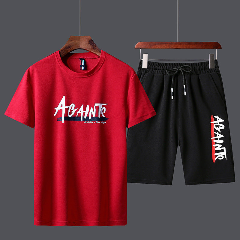 Men's sports suit spring and summer 2023 new trend loose short-sleeved two-piece running casual sportswear for men 