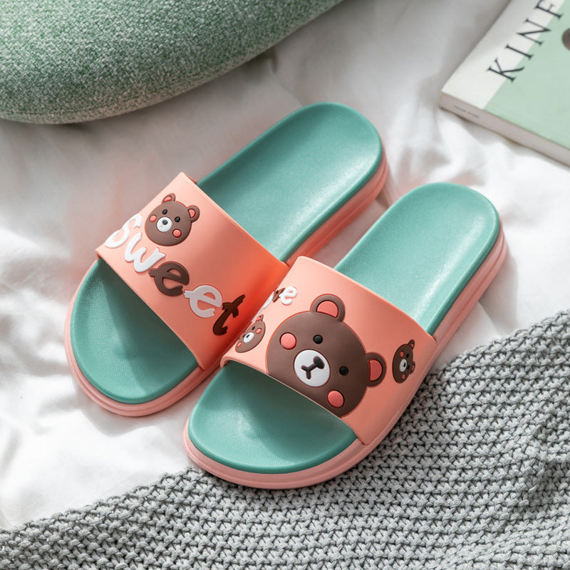 Slippers female summer couples wear home cute cartoon ladies bathroom non-slip indoor sandals and slippers on behalf of the wholesale 