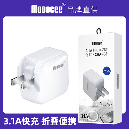 Modoc M56iPad အားသွင်းကိရိယာ 3.1A အမြန်အားသွင်းနိုင်သော မိုဘိုင်းလ်ဖုန်း တက်ဘလက်သည် Android ခေါက်နိုင်သော အိတ်ဆောင်အားသွင်းခေါင်းအတွက် သင့်လျော်သည်။