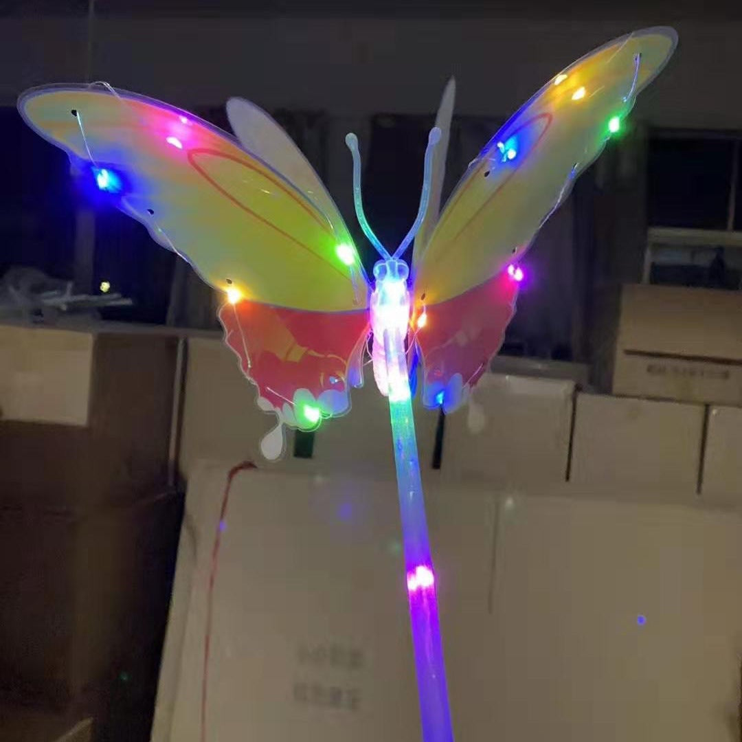 Luminous Butterfly Factory Direct Sales Luminous Handheld Butterfly Plaza Street Stall လူကြိုက်များသော လူသုံးကုန်ပစ္စည်းလေးများ ကလေးကစားစရာ လက်ကား 