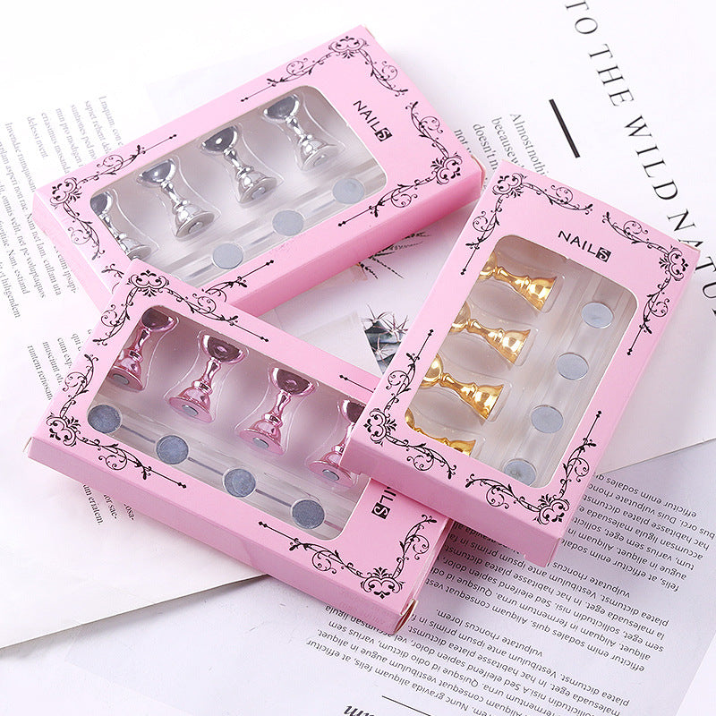 Manicure Japanese style checkerboard nail holder display acrylic base practice stand display board boxed wholesale 