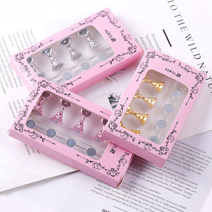 Manicure Japanese style checkerboard nail holder display acrylic base practice stand display board boxed wholesale 