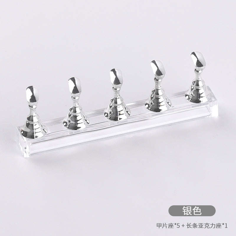 Manicure Japanese style checkerboard nail holder display acrylic base practice stand display board boxed wholesale 