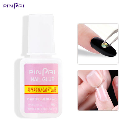 Nail manicure glue, special glue for manicure diamond fake pieces, jewelry sticky diamond nail glue 10g with brush, factory direct sale 