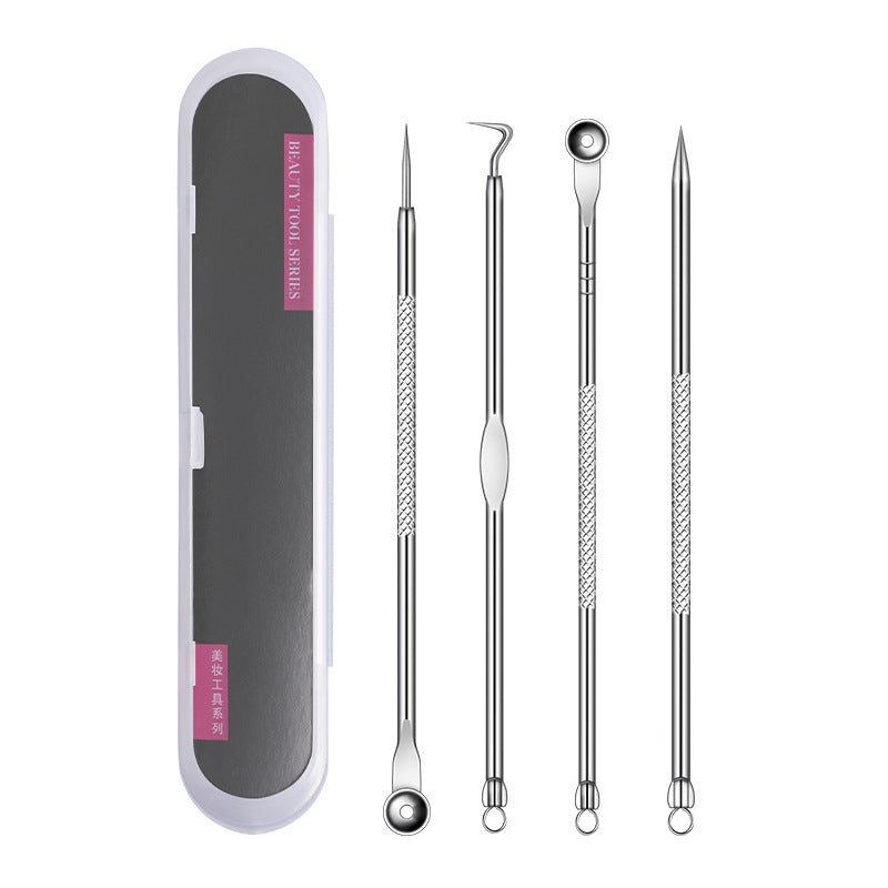 Directly from the manufacturer, acne clips, acne needles, 4-piece set, stainless steel blackhead needles, double-headed acne needles, beauty tools 