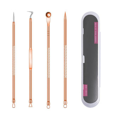 Yalikang Acne Needle Squeeze Pimple Picking Rose Gold 4-piece Set Acne Needle Remove Blackhead Needle Cell Clip