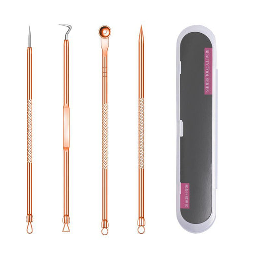 Yalikang Acne Needle Squeeze Pimple Picking Rose Gold 4-piece Set Acne Needle Remove Blackhead Needle Cell Clip