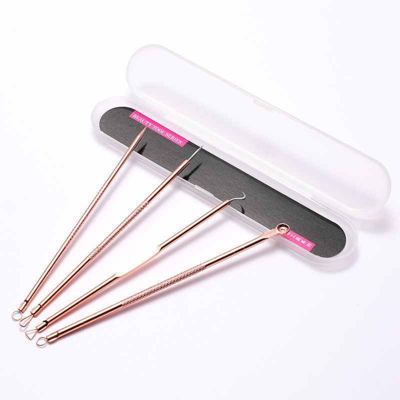 Yalikang Acne Needle Squeeze Pimple Picking Rose Gold 4-piece Set Acne Needle Remove Blackhead Needle Cell Clip