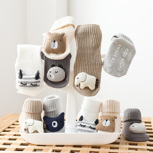 Spring and Autumn Newborn Three-Dimensional Cartoon Doll Baby Socks Glue Non-slip Loose Baby Socks Children's Floor Socks 