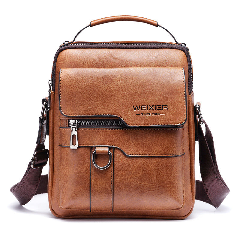 Messenger bag men's shoulder bag retro leather vertical portable business men's casual leather bag shoulder bag men's bag