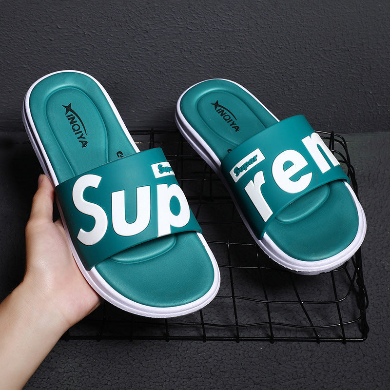 2023 new slippers men's summer tide fashion all-match outdoor wear outdoor beach word sandals and slippers home indoor slippers 