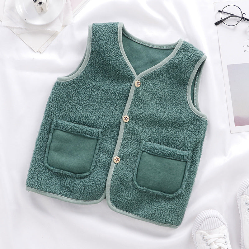 2023 children's vest spring and autumn polar fleece baby baby cardigan clothes to keep warm children's boys and girls to keep warm manufacturers wholesale 