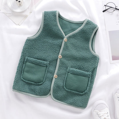 2023 children's vest spring and autumn polar fleece baby baby cardigan clothes to keep warm children's boys and girls to keep warm manufacturers wholesale 