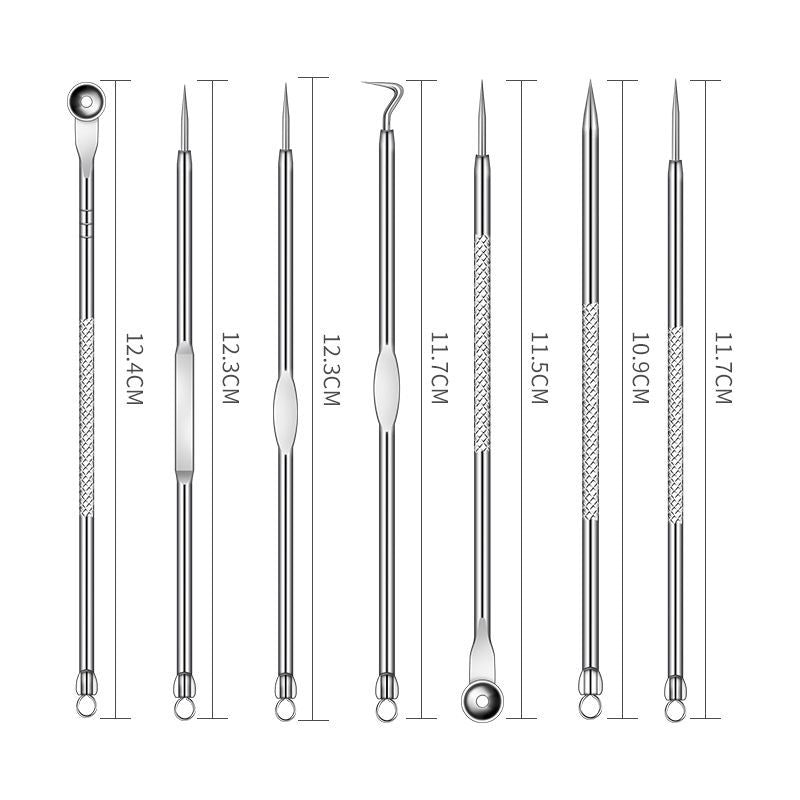 Yalikang Beauty Tools Stainless Steel Acne Needle Set Squeeze Pimple Picking Needle Acne Needle Color Bag 7-piece Set