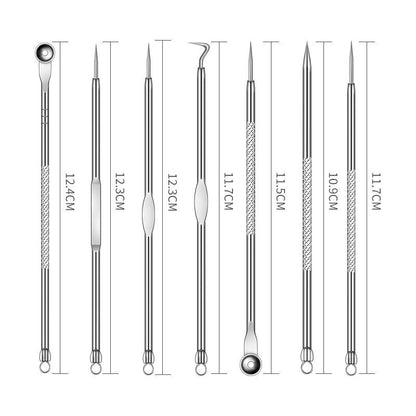 Yalikang Beauty Tools Stainless Steel Acne Needle Set Squeeze Pimple Picking Needle Acne Needle Color Bag 7-piece Set