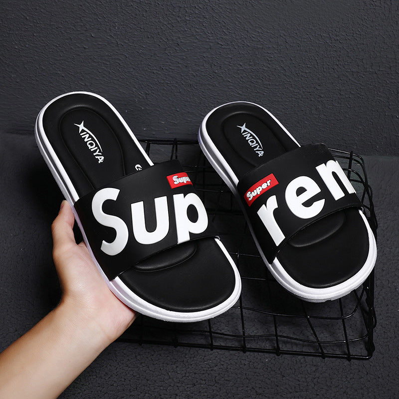 2023 new slippers men's summer tide fashion all-match outdoor wear outdoor beach word sandals and slippers home indoor slippers 