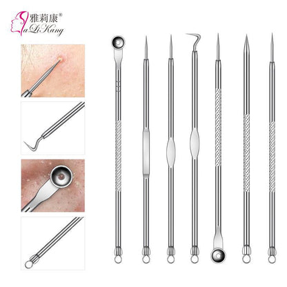 Yalikang Beauty Tools Stainless Steel Acne Needle Set Squeeze Pimple Picking Needle Acne Needle Color Bag 7-piece Set