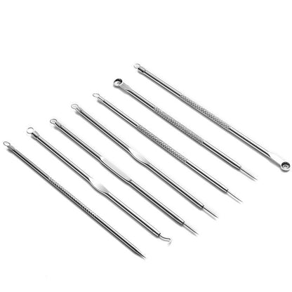 Yalikang Beauty Tools Stainless Steel Acne Needle Set Squeeze Pimple Picking Needle Acne Needle Color Bag 7-piece Set