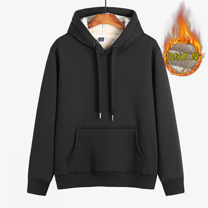 2023 winter new lamb fleece sweater men's pullover coat loose hooded top plus fleece and thickened RM000 